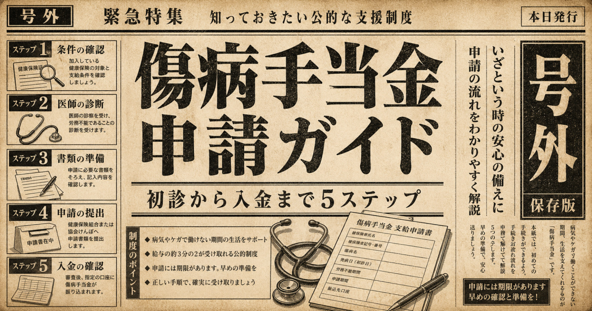 傷病手当金の申請方法｜初診から入金まで5ステップで全解説