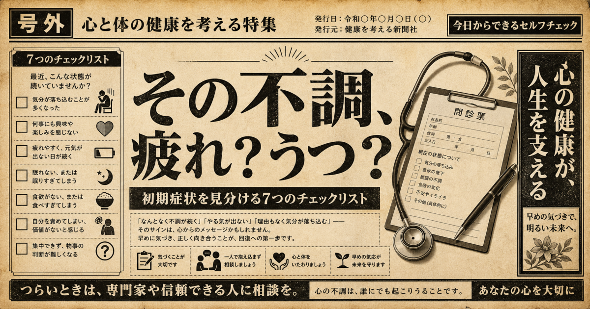 その不調、疲れ?うつ?初期症状を見分ける7つのチェックリスト