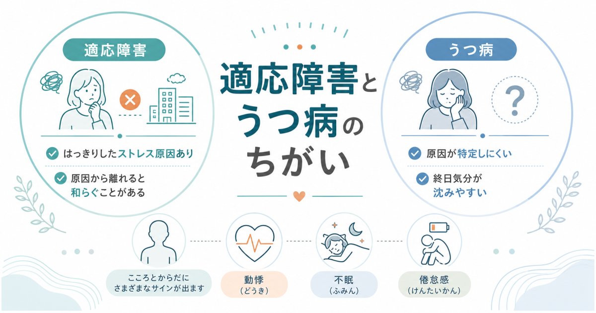 甘え？適応障害とうつ病の違いと症状｜受診目安をわかりやすく解説
