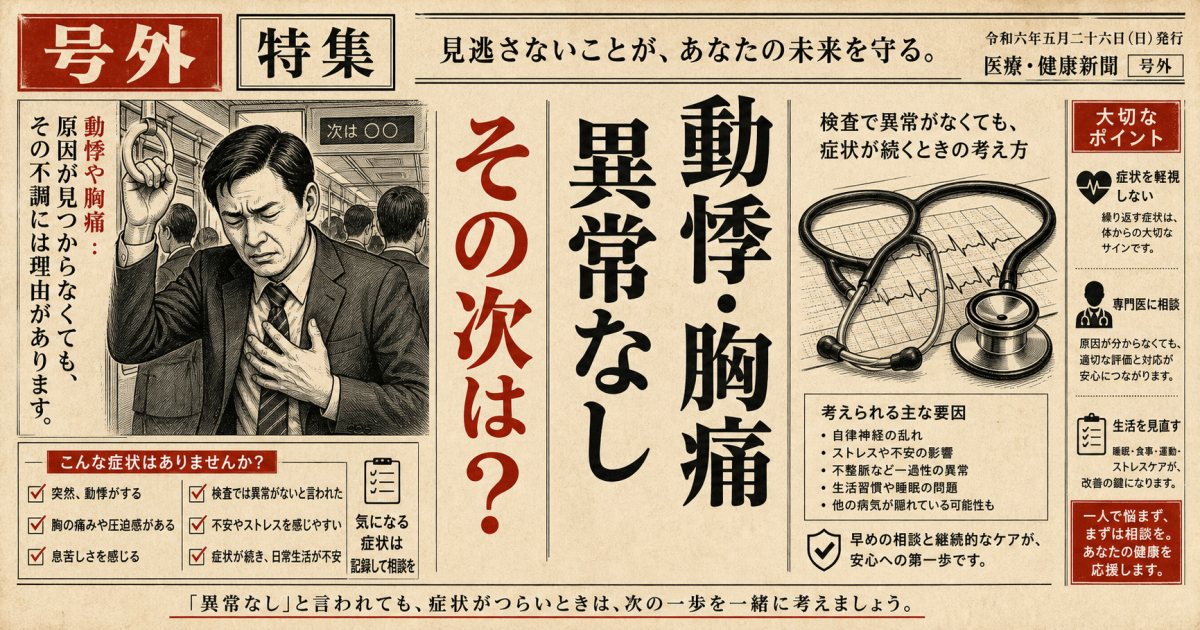 内科で異常なしの動悸や胸痛…次はどこ？通勤が辛い方への処方箋